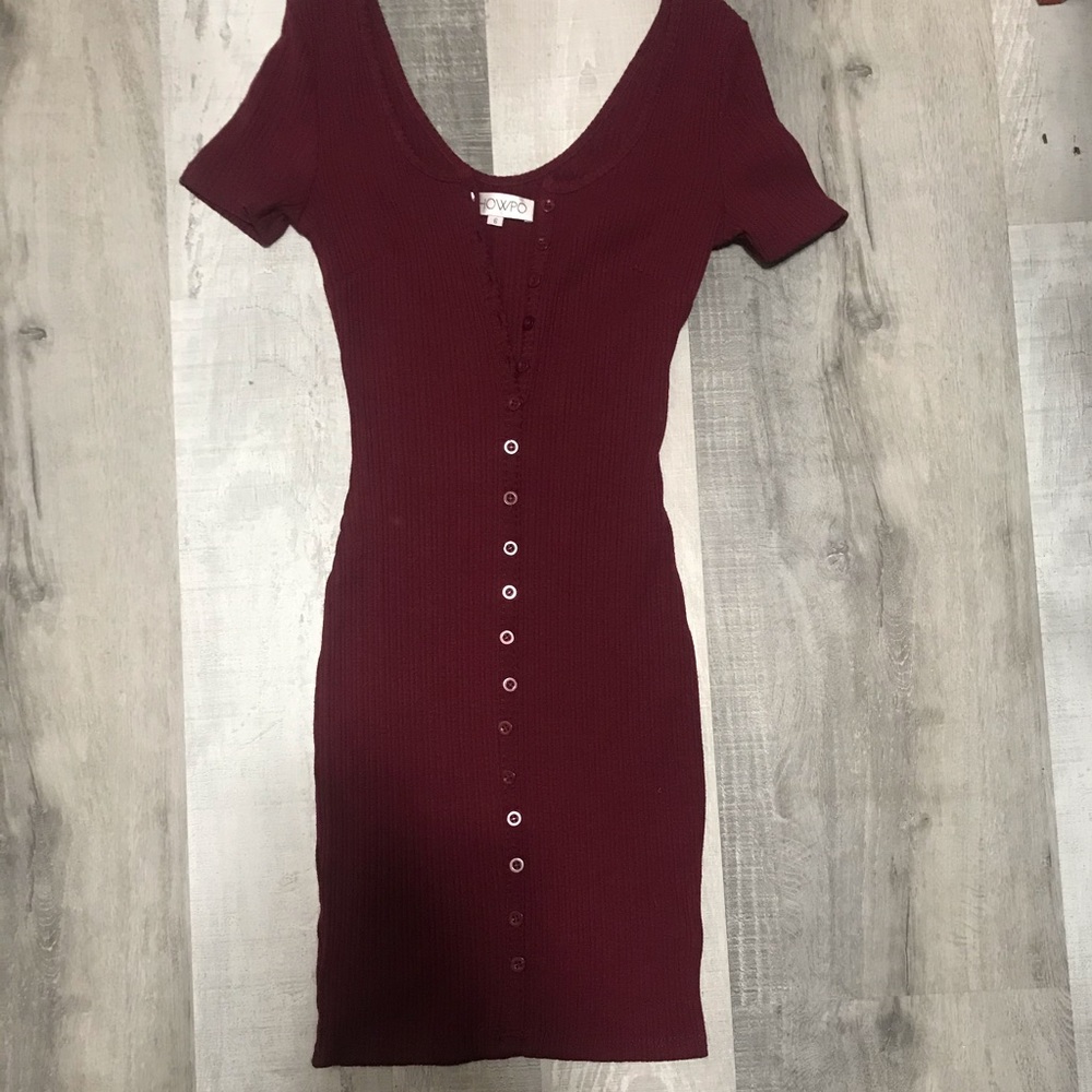 Showpo Cool Waters Dress in Wine XS - Picture 3 of 6
